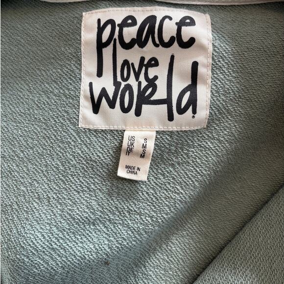 Peace Love World Green Zip Up Hoodie Sweatshirt Small - Picture 8 of 9